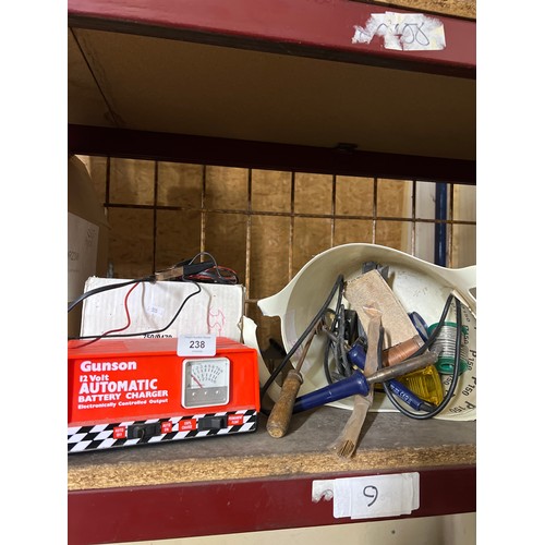 238 - Gunson automatic 12v battery charger and soldering iron and weld