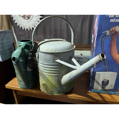 59A - vintage galvanized metal watering can and another