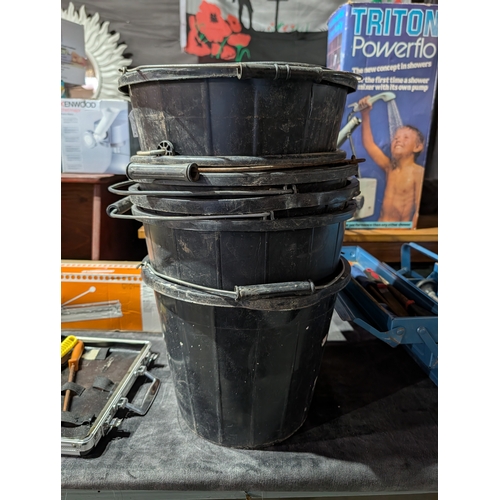 59B - heavy-duty black plastic builders buckets