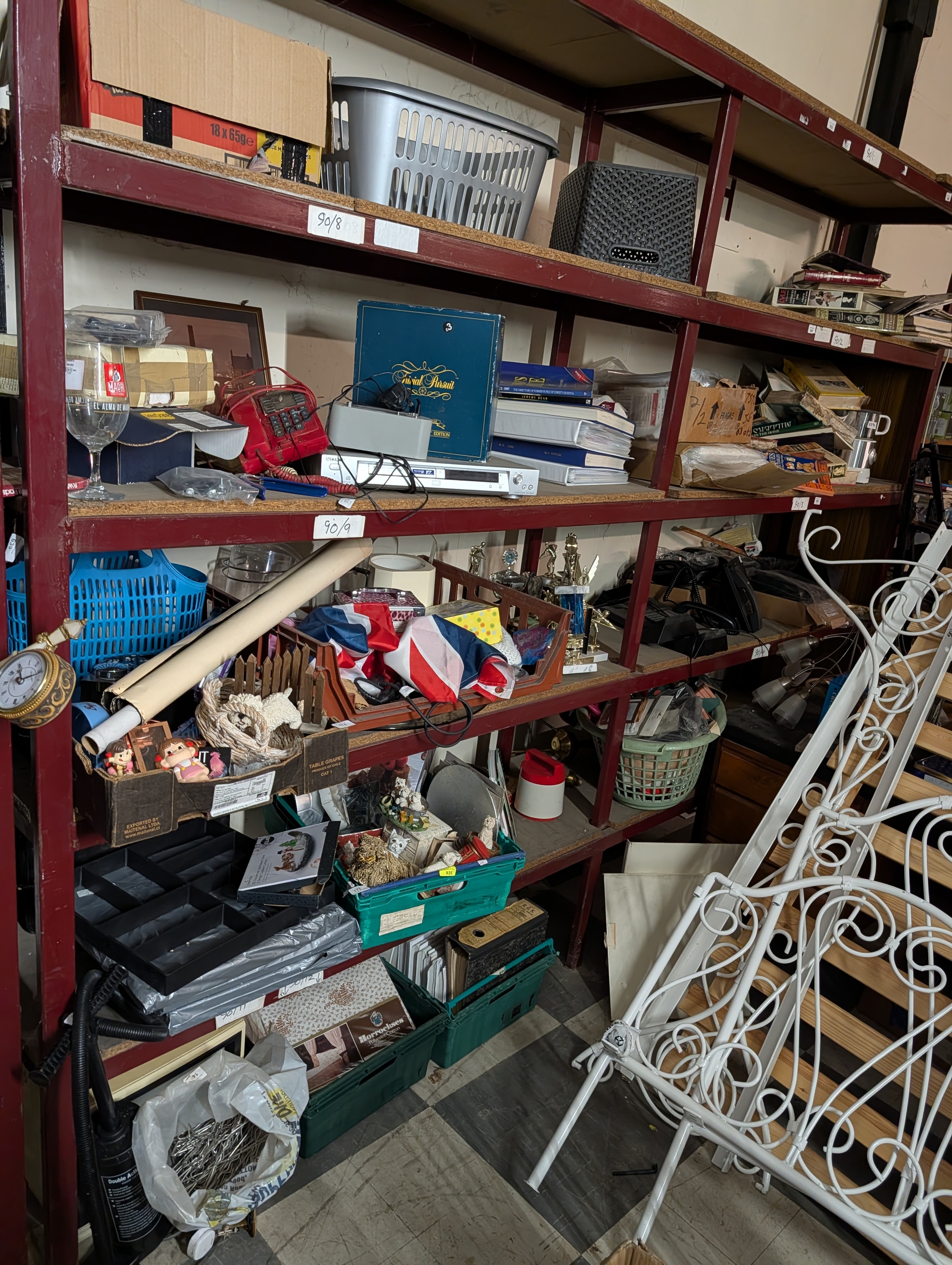 HUGE JOB LOT FOR RESALE EIGHT SHELVES FULL OF MIXED ITEMS BRIC A BRAC