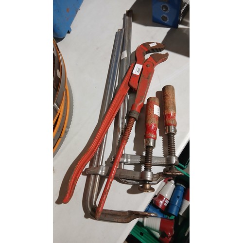 210 - Large wrench and clamps