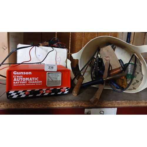 238 - Gunson automatic 12v battery charger and soldering iron and weld