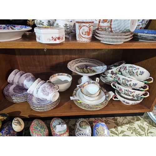 60 - various vintage ceramic and porcelain tea sets, saucers, cups, and small decorative bowls. To includ... 