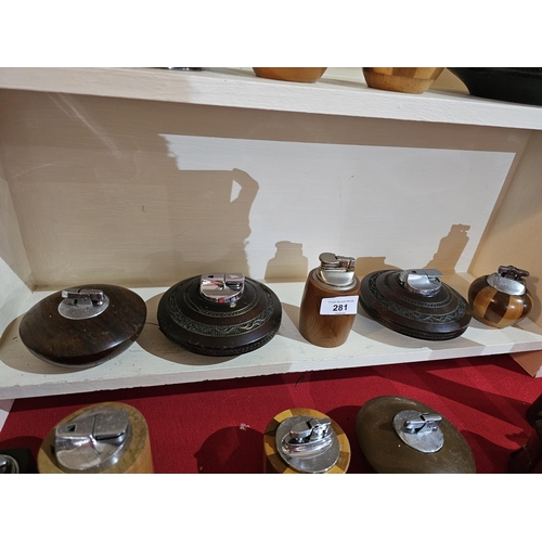 281 - Collection of vintage wooden lighters