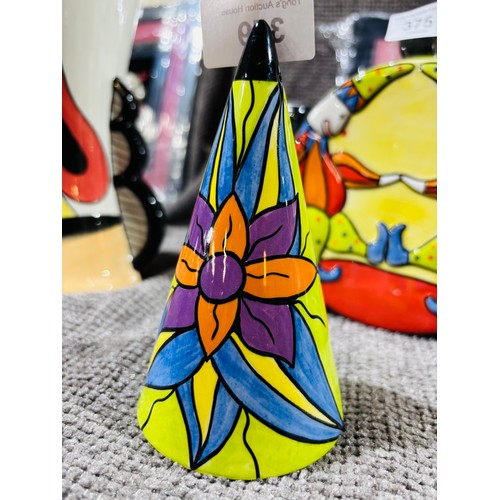 359 - Hand painted ceramic conical Sugar Shaker designed in Art Deco style by Lorna Bailey featuring a flo... 