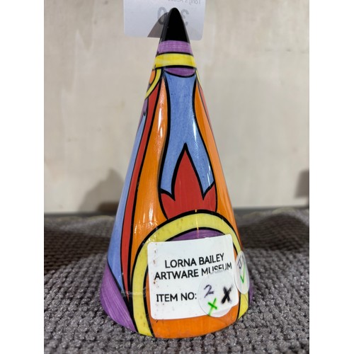 360 - Hand painted vibrant ceramic conical Sugar Shaker designed in Art Deco style by Lorna Bailey ,100 ma... 