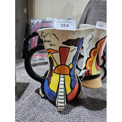 364 - Vibrant Hand painted ceramic art deco style jug 