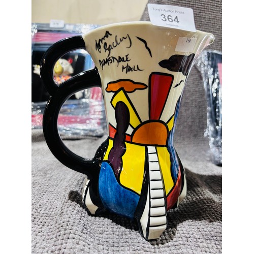 364 - Vibrant Hand painted ceramic art deco style jug 