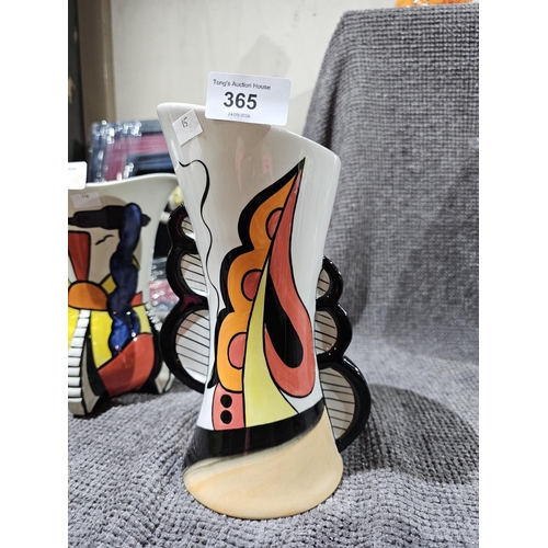 365 - Art deco style hand painted colorful vase, rare prototype  