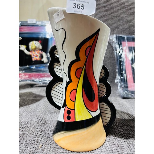 365 - Art deco style hand painted colorful vase, rare prototype  