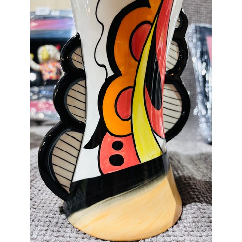 365 - Art deco style hand painted colorful vase, rare prototype  
