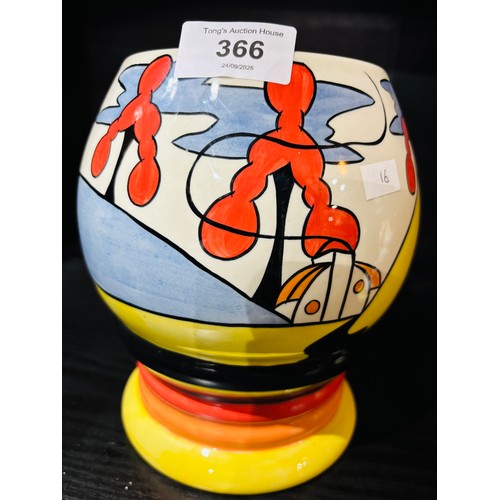 366 - Art deco, vibrant hand painted 