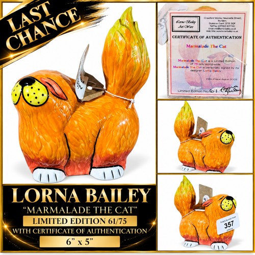 357 - Lorna Bailey Artware “Marmalade The Cat”, limited edition No. 61 of only 75 produced worldwide. Hand... 