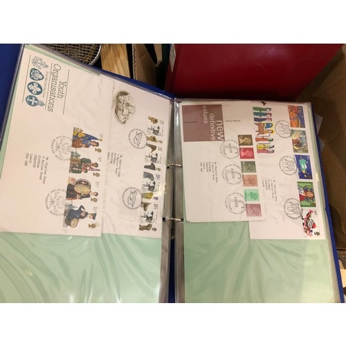 116 - Box lot of Stamps and first day covers in albums and some loose.