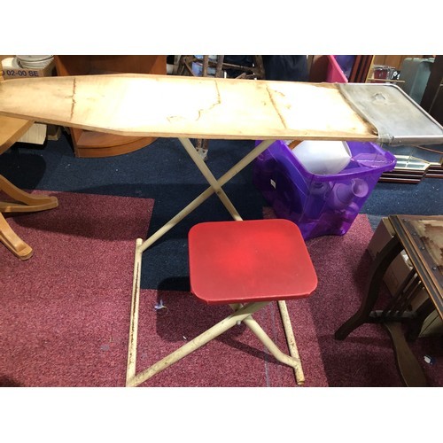 176 - Vintage combined ironing board and stool