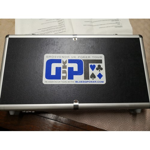 709 - Grosvenor UK Poker Tour set complete with chips and carrying case.