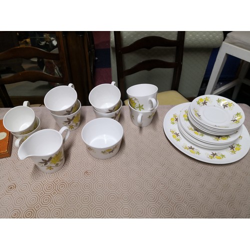 729 - 3 teasets by Royal Tuscan, Pheonix China and Myotts Country Life including cups, saucers and plates.