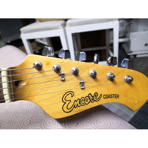 751 - Encore Coaster vintage stratocaster type electric guitar with leather protective case