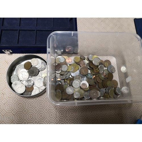 755 - Box of old coins and Westminster presentation case