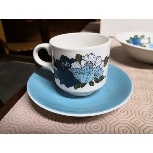 766 - Barratts of Staffordshire Blue Harmony, 18 piece tea and coffee set, 6 dinner plates and 6 cereal bo... 