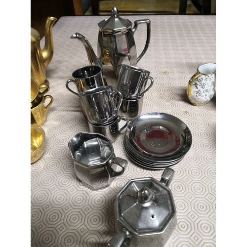 787 - Selection of 3 coffee set of various designs.