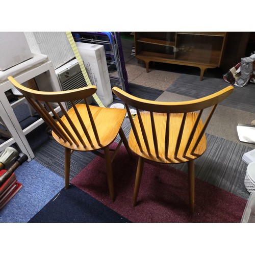 802 - Pair of vintage ercol style wooden chairs