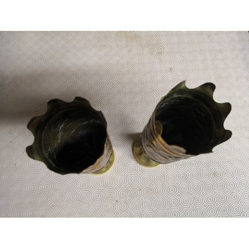 807 - Pair of WW1 brass case trench art vases