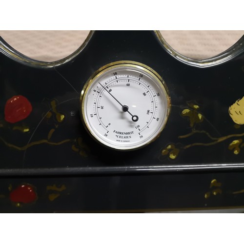 831 - Hand painted mirror with barometer measures 99x49cms overall