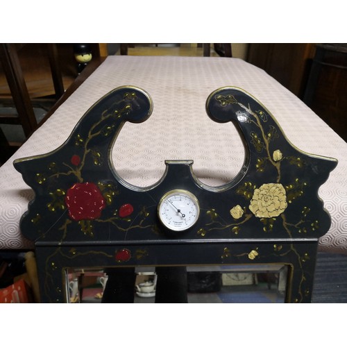 831 - Hand painted mirror with barometer measures 99x49cms overall