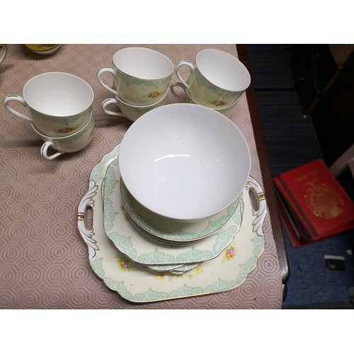 847 - 3 part sets of Noritake. Set 1 has 1 salad plate, 5 side plates, 6 saucers and 2 cups. Set 2 has 1 d... 