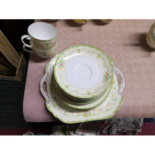 847 - 3 part sets of Noritake. Set 1 has 1 salad plate, 5 side plates, 6 saucers and 2 cups. Set 2 has 1 d... 