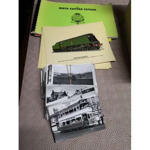 859 - Box of railway and bus memorabilia, postcards, photos and booklets