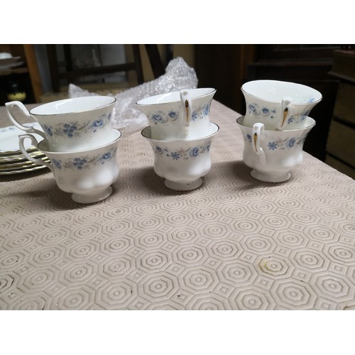 878 - Royal Malvern 6 x cups, saucers and salad plates and 6 x Royal Albert Memory Lane teaplates