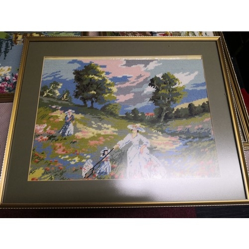 841 - 4 x framed needlework pictures