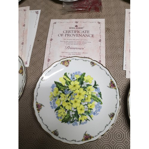 915 - 6 x Royal Albert plates consisting of Pansies, Sweet peas, Tiger Lily, Elizabeth of Glamis, Primrose... 