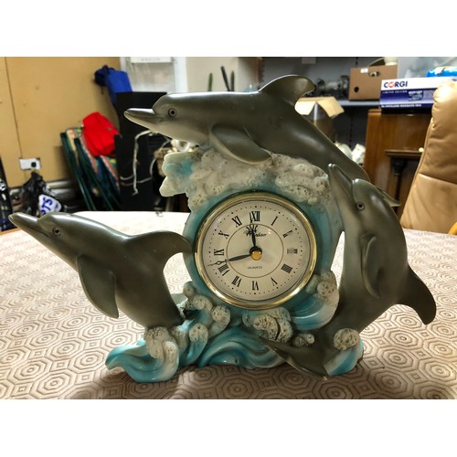132 - Retro Dolphin clock by Windsor with quartz movement
