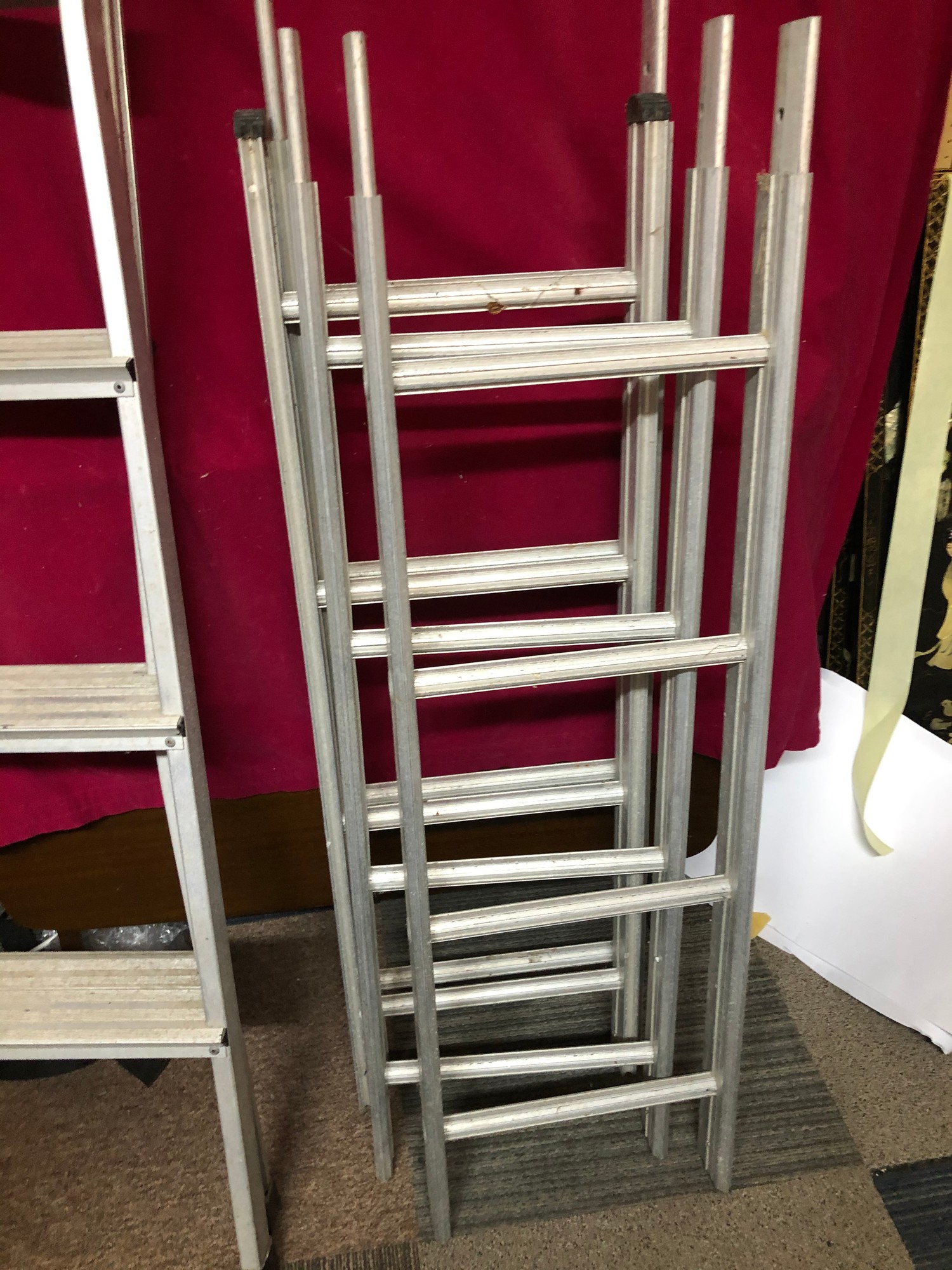 2 set of ladders, a Black and Decker 3 way ladder and a 4 sectional ...