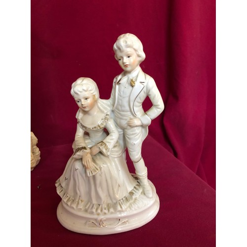 730 - Selection of ornamental figurines depicting couples  and female figures.