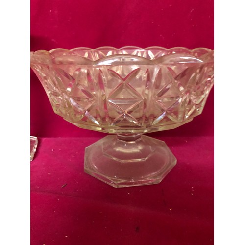 731 - Selection of glassware including a James Lang art deco scent bottle/decanter, a pair of candlesticks... 