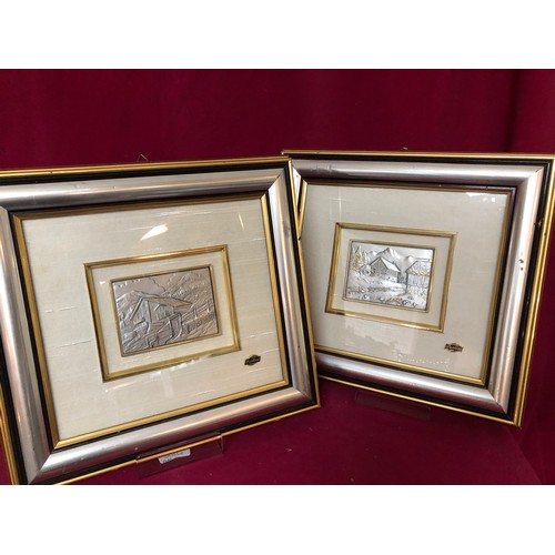 739 - Two pictures by Frattini Studio D'Arte mounted in silver and black coloured  frames the pictures the... 