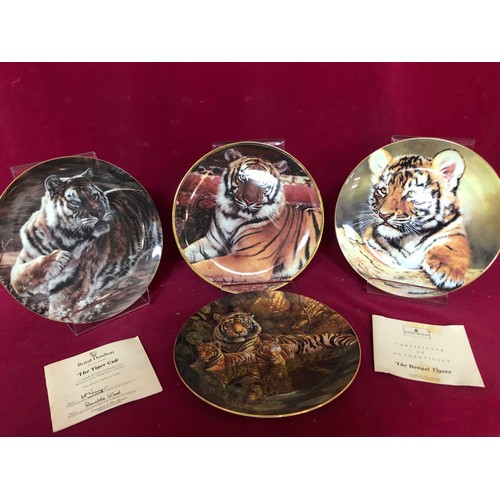 747 - Set of 4 decorative plates by Royal Doulton depicting Tigers