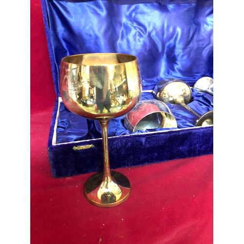 749 - A boxed set of 4 large epns wine goblets.