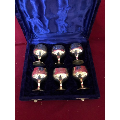 750 - A boxed set of 6 small epns goblets