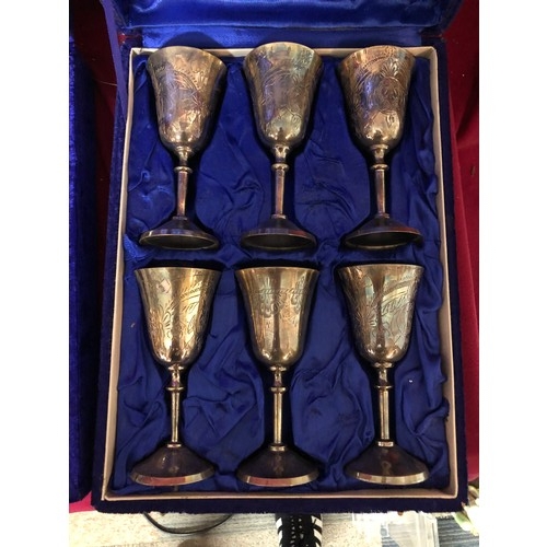 748 - 2 boxed sets of 6 epns goblets.