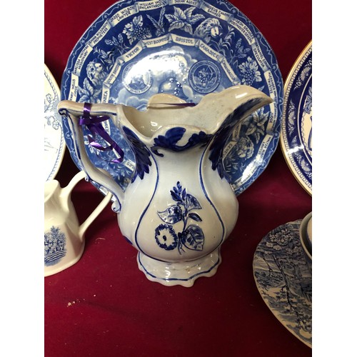 778 - Collection of blue and white pottery including plates, bowls and jugs