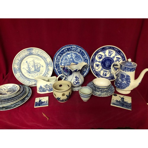 778 - Collection of blue and white pottery including plates, bowls and jugs