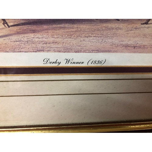 786 - 2 Vintage Epsom Derby horse racing prints.