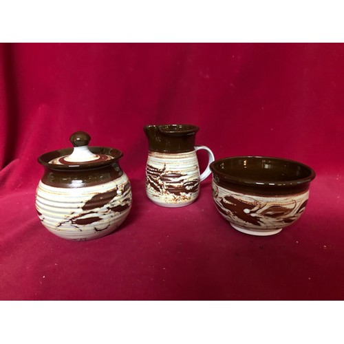 789 - Skegness pottery set including 6 side plates, 6 saucers, 6 cups, teapot, sugar bowl, 2 hot water jug... 