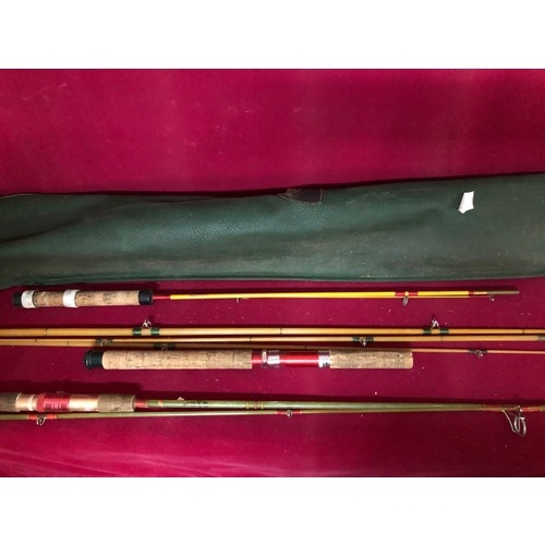 761 - Collection of 3 x fishing rods and fishing umbrella in carry bag
