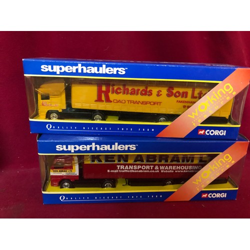 13 - Selection of 4 Corgi superhauliers. A TY85717 Volvo box trailer - Ginsters, a TY86710 Volvo curtains... 